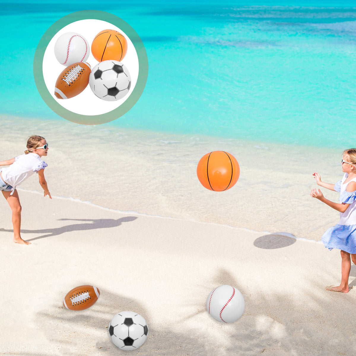 20 Pcs Inflatable Beach Ball Basketball Inflatable Toys Mini Beach Balls Soccer Toys Pool Party Child P76138