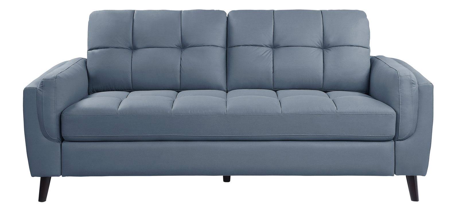 Blue and Black Microfiber Tufted Sofa X1238