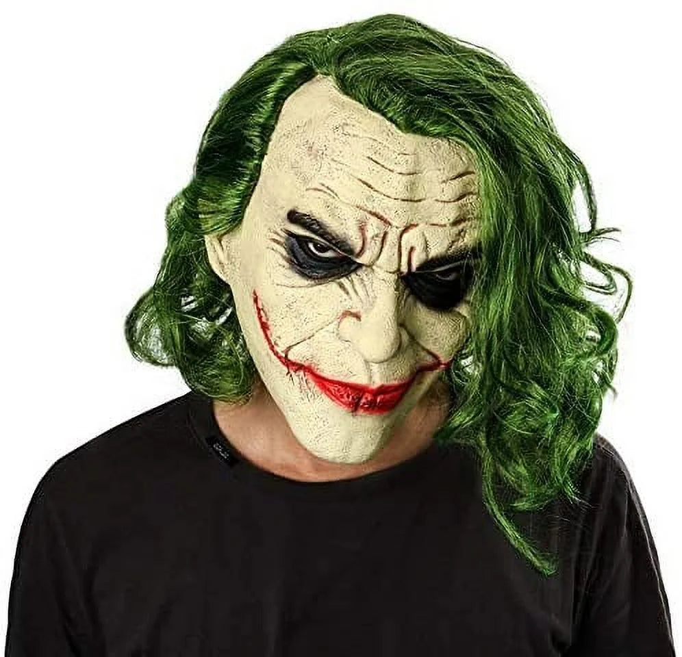 Joker Halloween Vinyl Mask with Green Hair Accessory I917