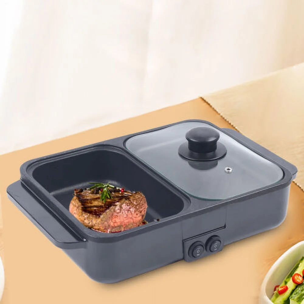 1200W Portable 2 in 1 Hot Pot Barbecue Grill Non-Stick Pan Z494