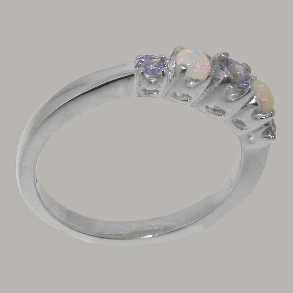 14k White Gold Tanzanite Opal Women's Engagement Ring Size 7 O82961