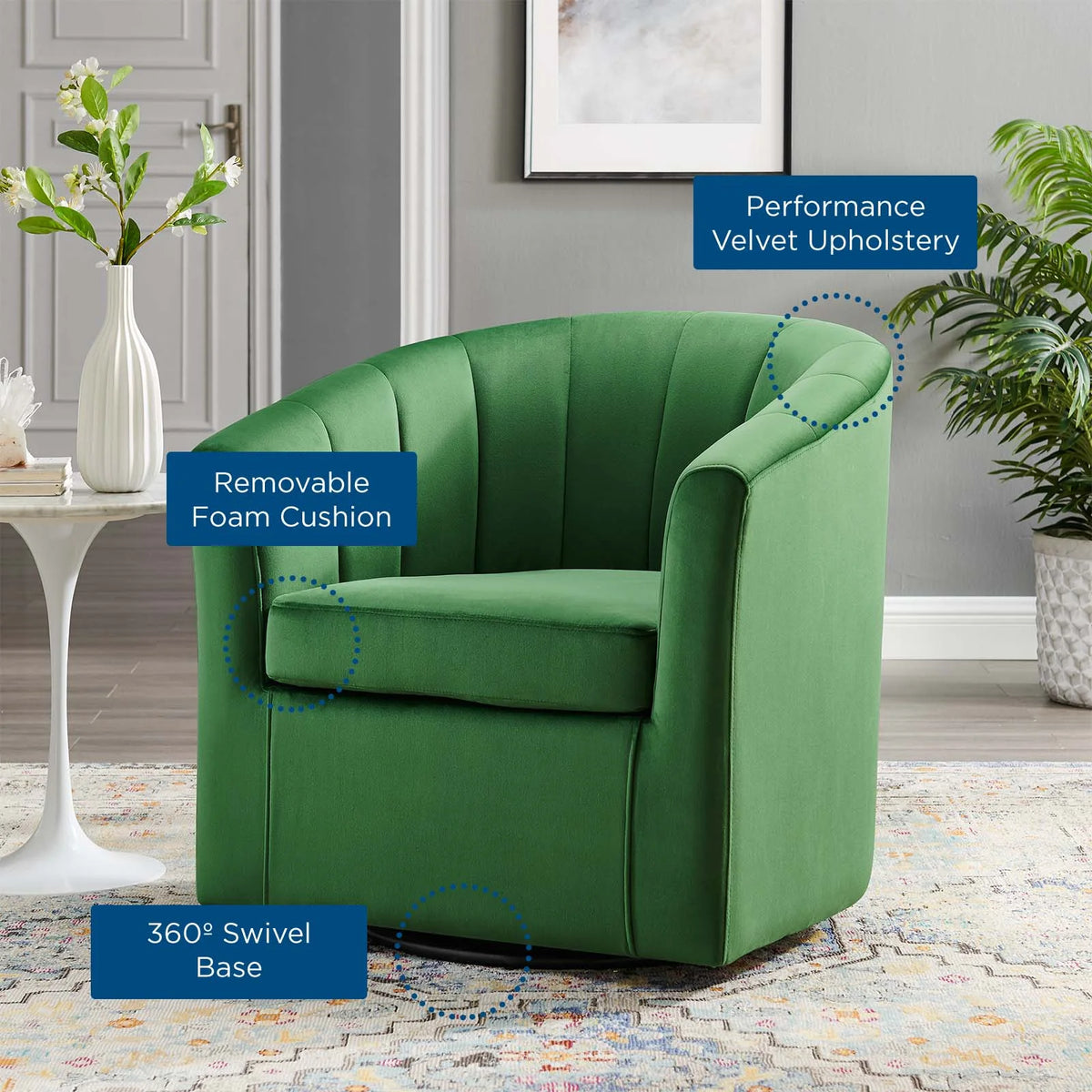 Green Velvet Accent Armchair N909