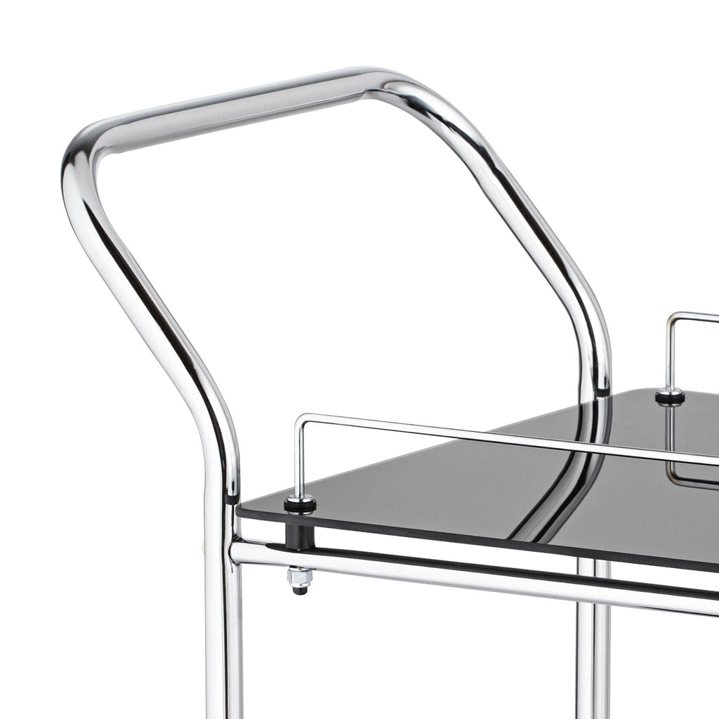 Black Glass Rolling Serving Cart V16269