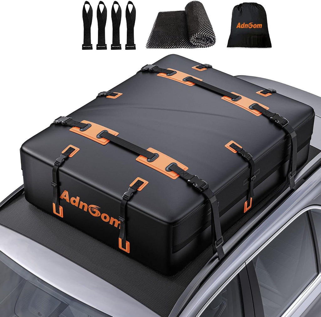 Car Rooftop Bag, 21 Cubic, 100% Waterproof, Rooftop Cargo Carrier with 10 Straps + 4 Door Hooks + Anti-Slip Mat + Storage Bag R9779