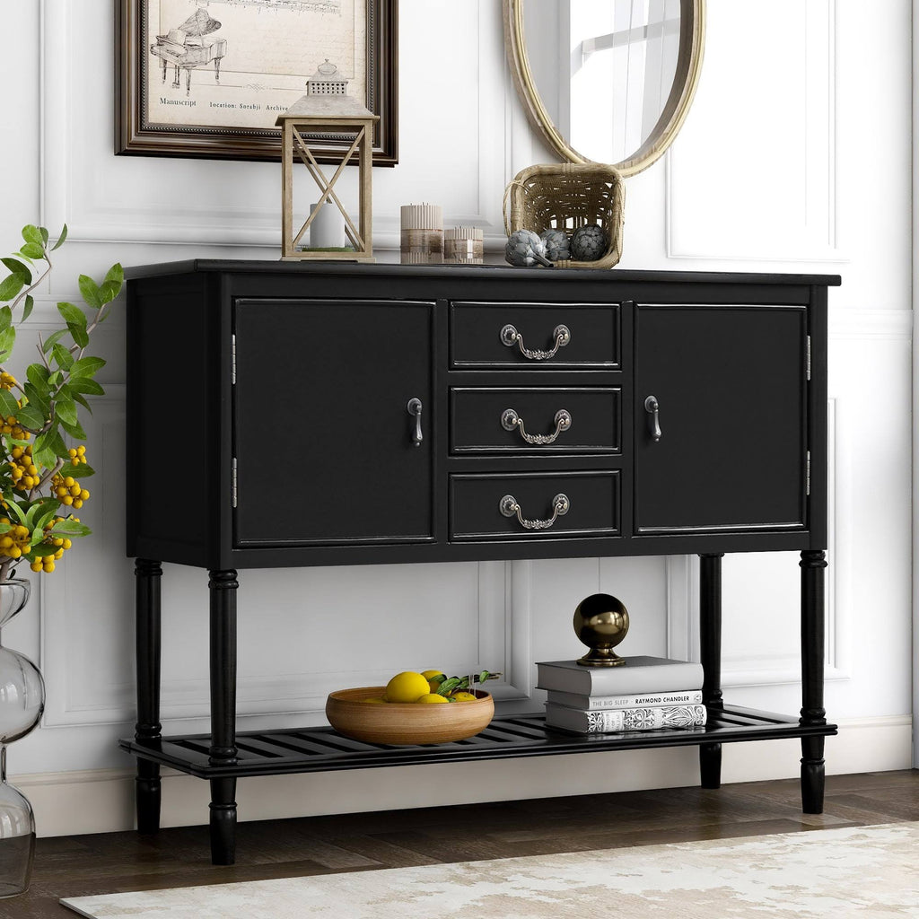 Black 45-Inch Solid Wood Console Table Q456