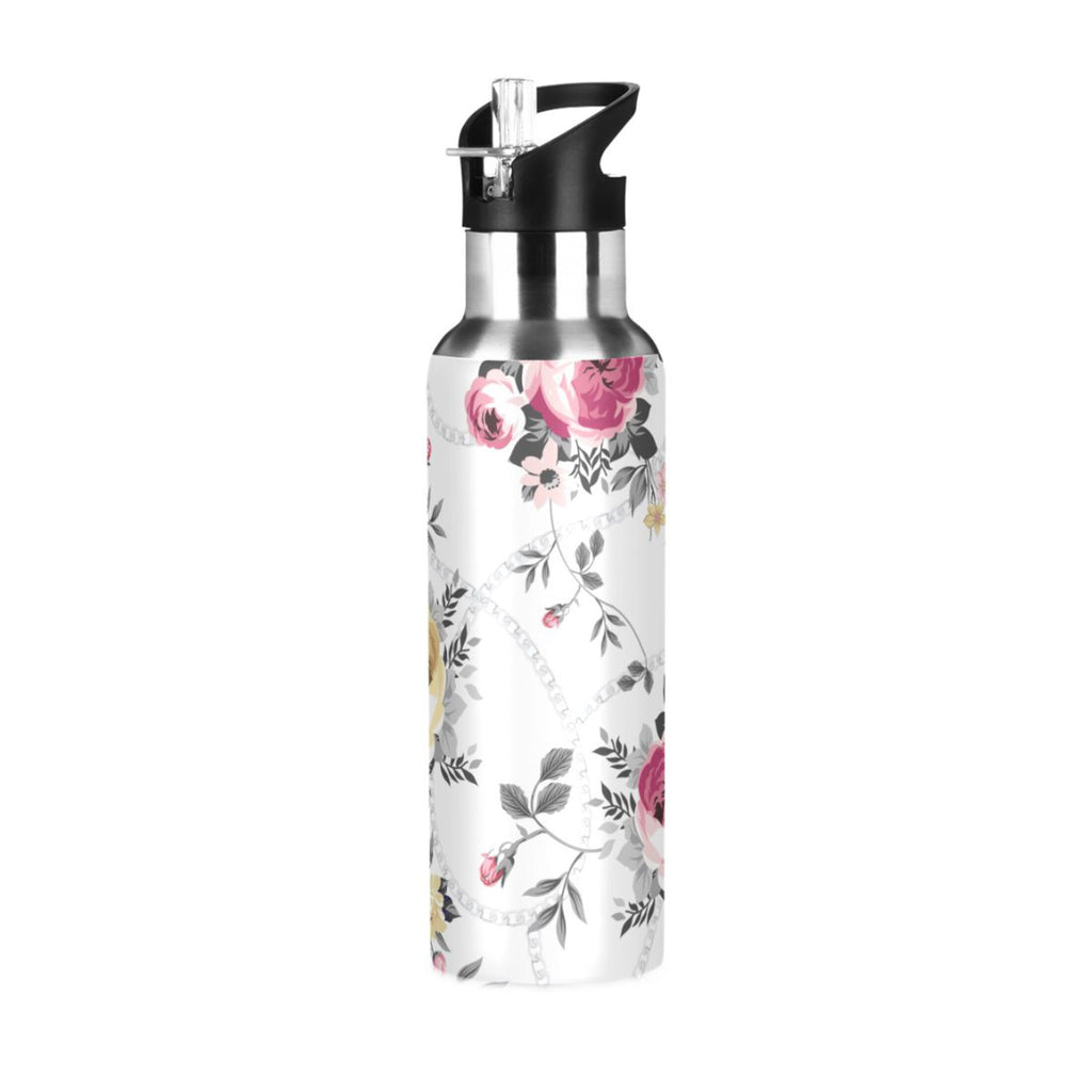 Pink and Yellow Roses Stainless Steel Insulated Flask T378107