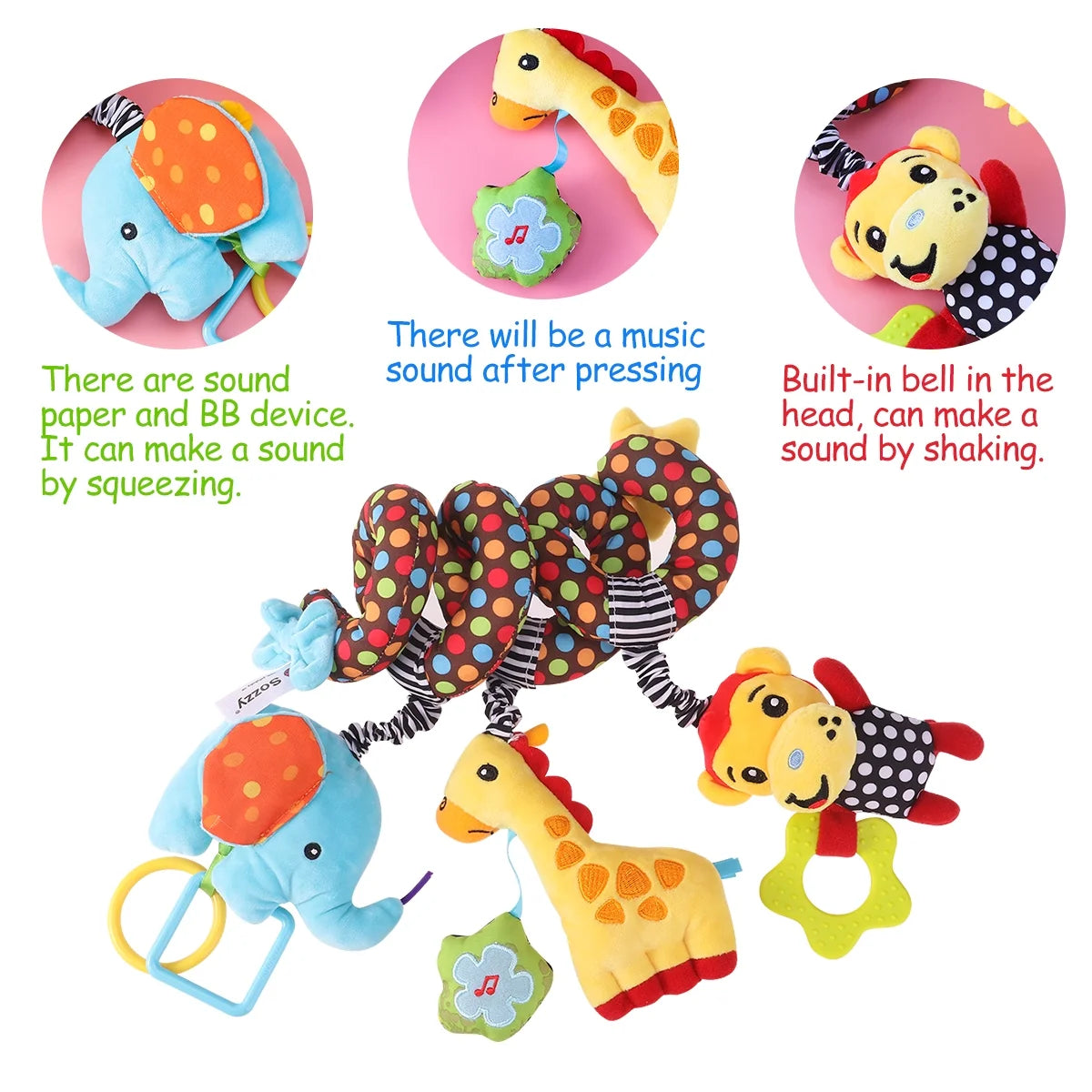 Infant Baby Activity Spiral Stroller Toy Plush Toy S8859