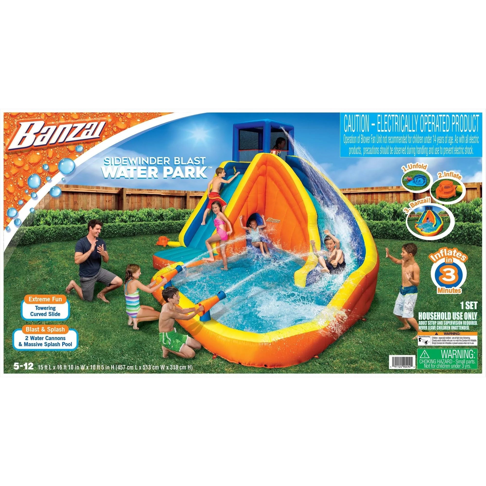 Inflatable Water Park Play Pool Slide with Water Cannons W7148