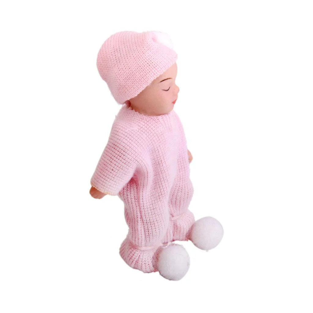 Porcelain Doll People Figure with Pink Sweater & Hat Y741370
