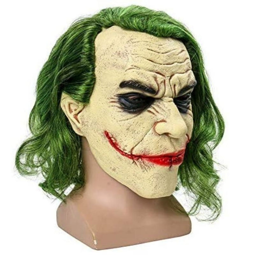 Joker Halloween Vinyl Mask with Green Hair Accessory I917