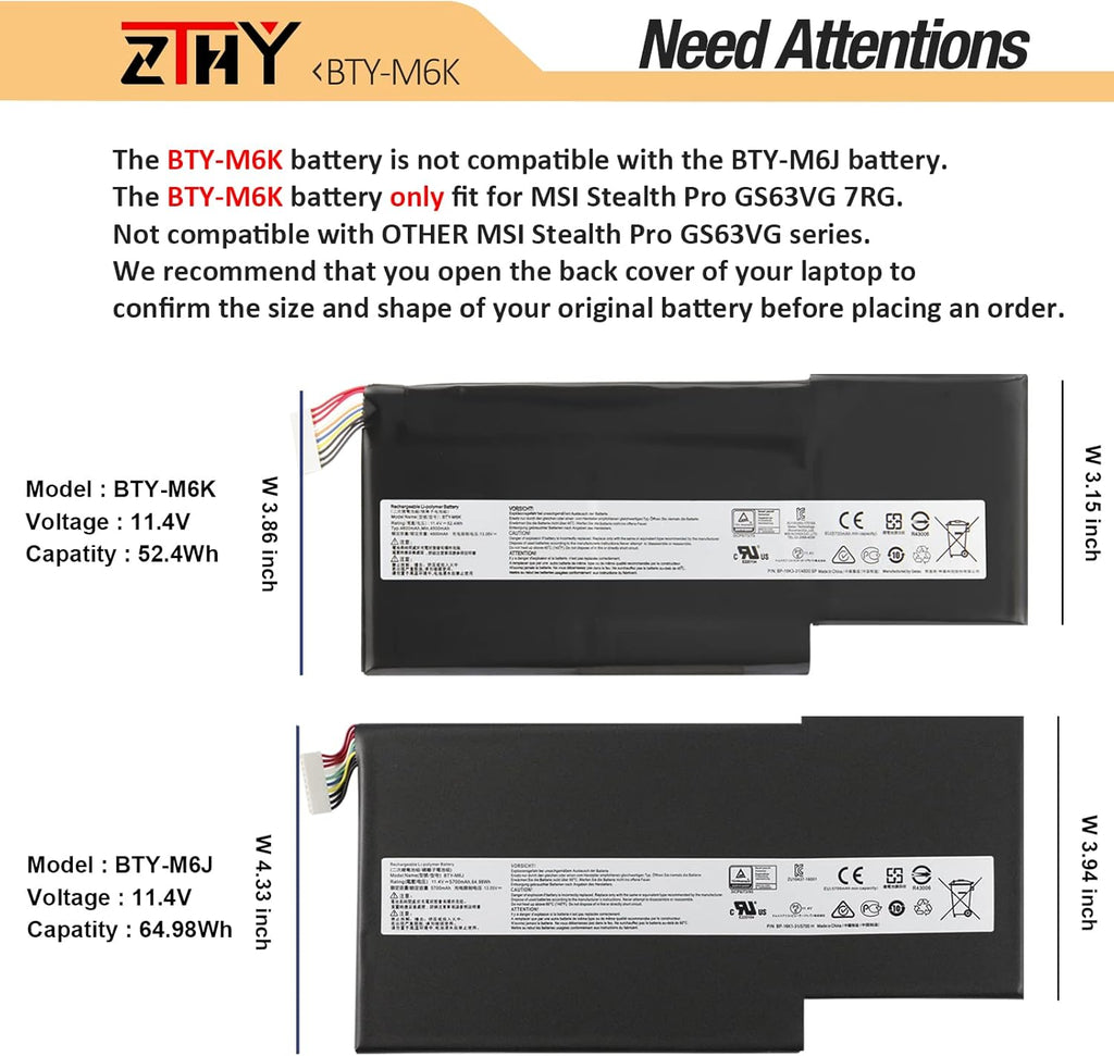 Laptop Battery 11.4V 52.4Wh 4500mAh 3Cell Pack of 2 V89477