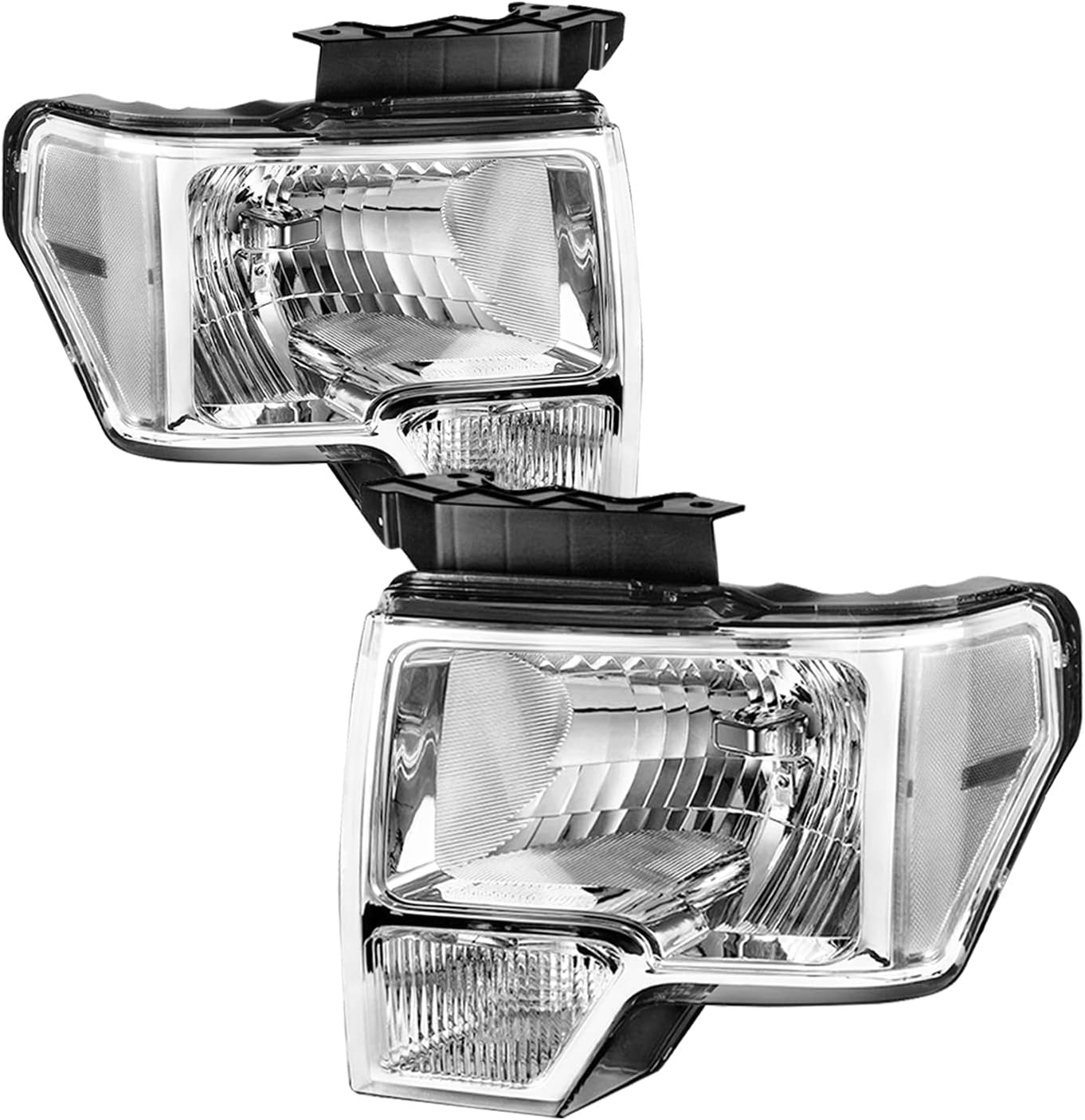Chrome Housing Headlight Assembly with Amber Reflector E302231