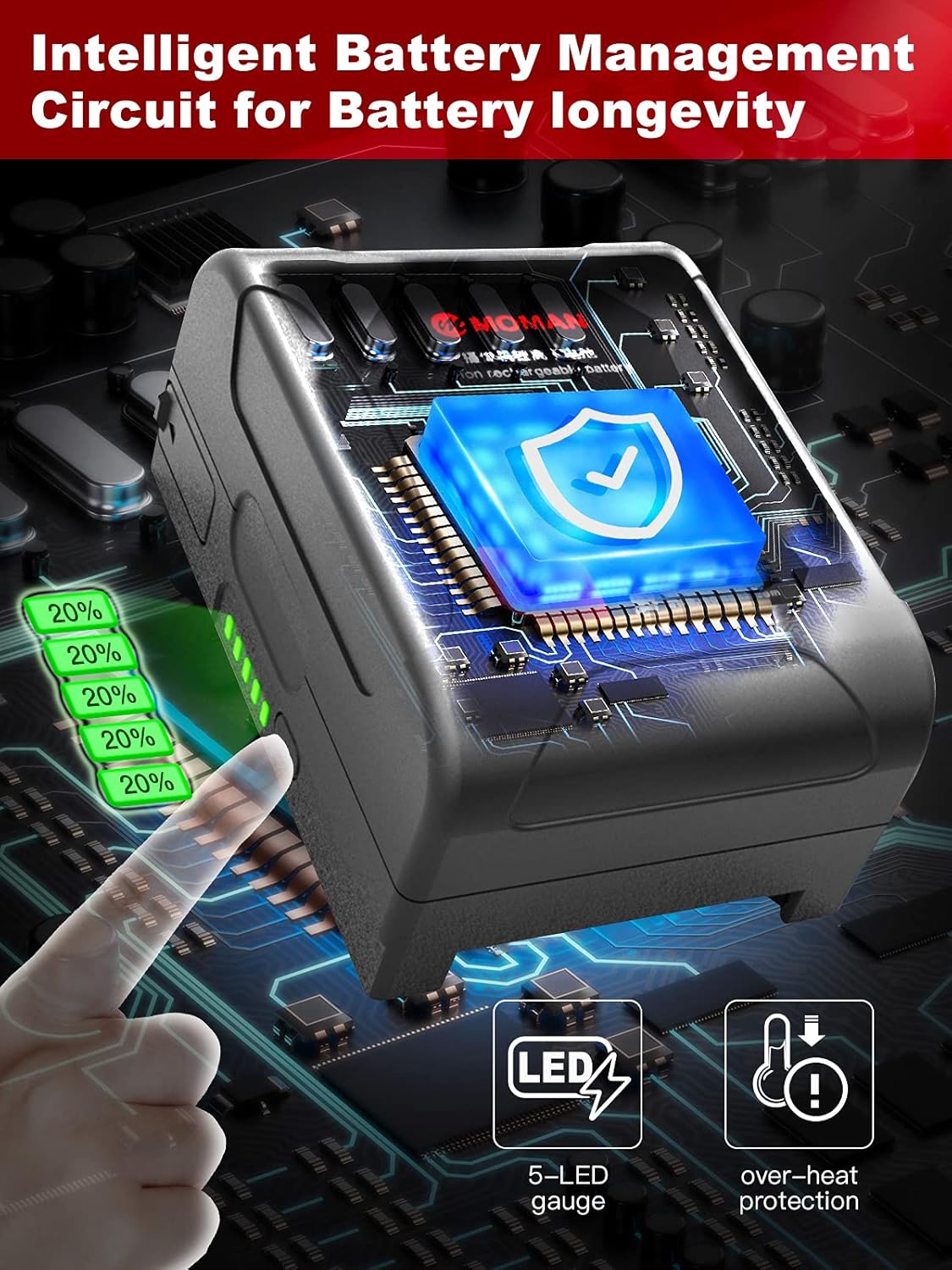 Moman Mini V Mount Battery 99Wh 15A with Dual D-Tap & USB Outputs Y97166