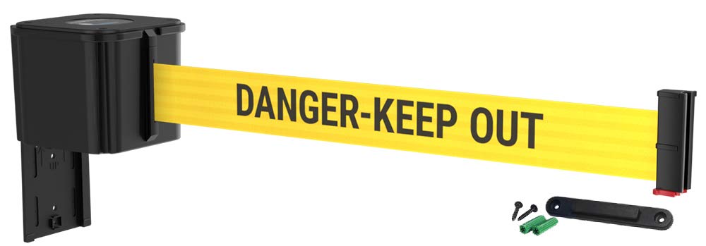 Yellow Retractable Belt Crowd Control Barrier with Receiving End, 25' Caution Do Not Enter Belt Y865