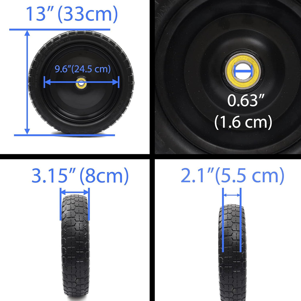 13" Solid Polyurethane Flat-Free Tire and Wheel Assemblies (4-Pack) M385
