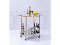Gold Metal Framed Serving Cart with Glass Top E10705