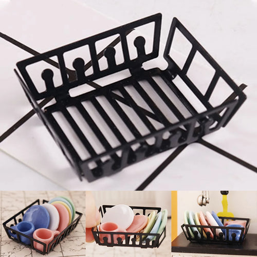 1/12 Mini Dollhouse Metal Dish Rack Toy C554916