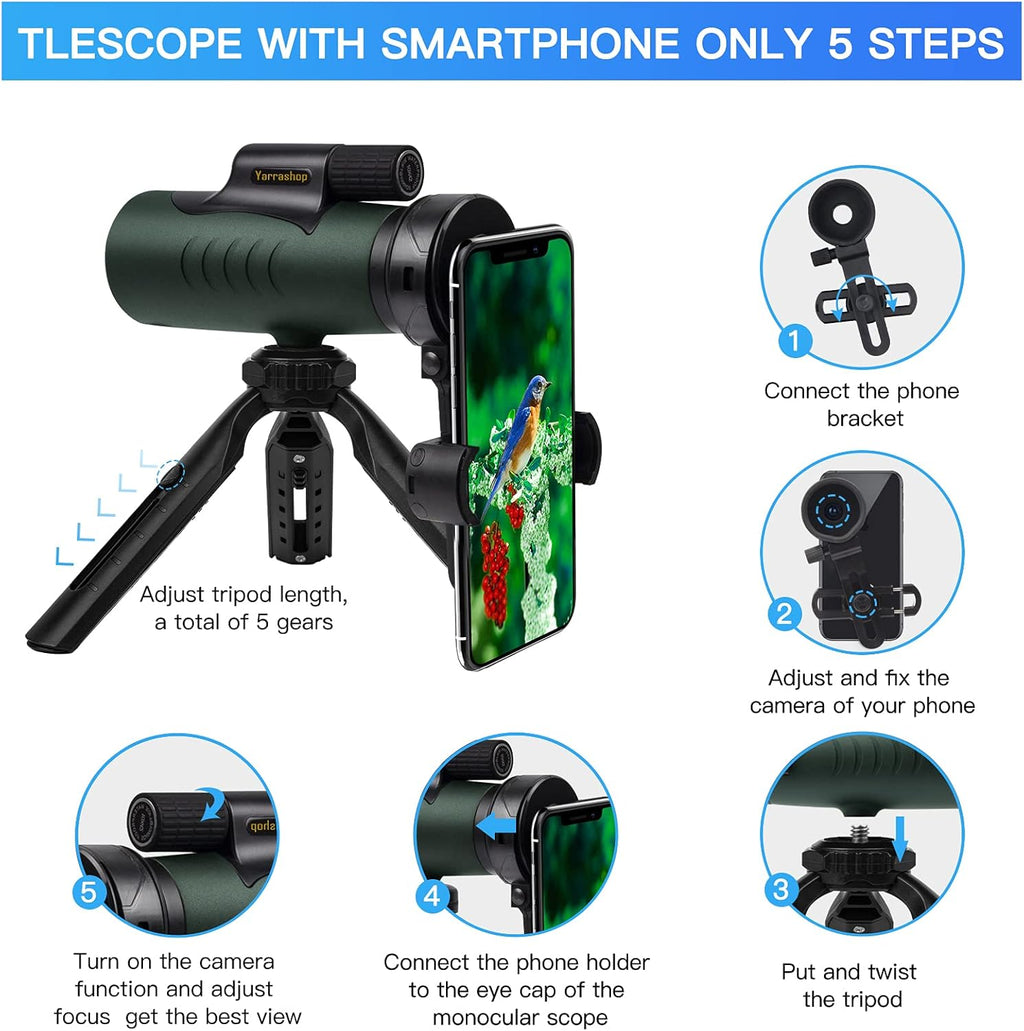 12x50 HD Waterproof Monocular with Tripod J185424