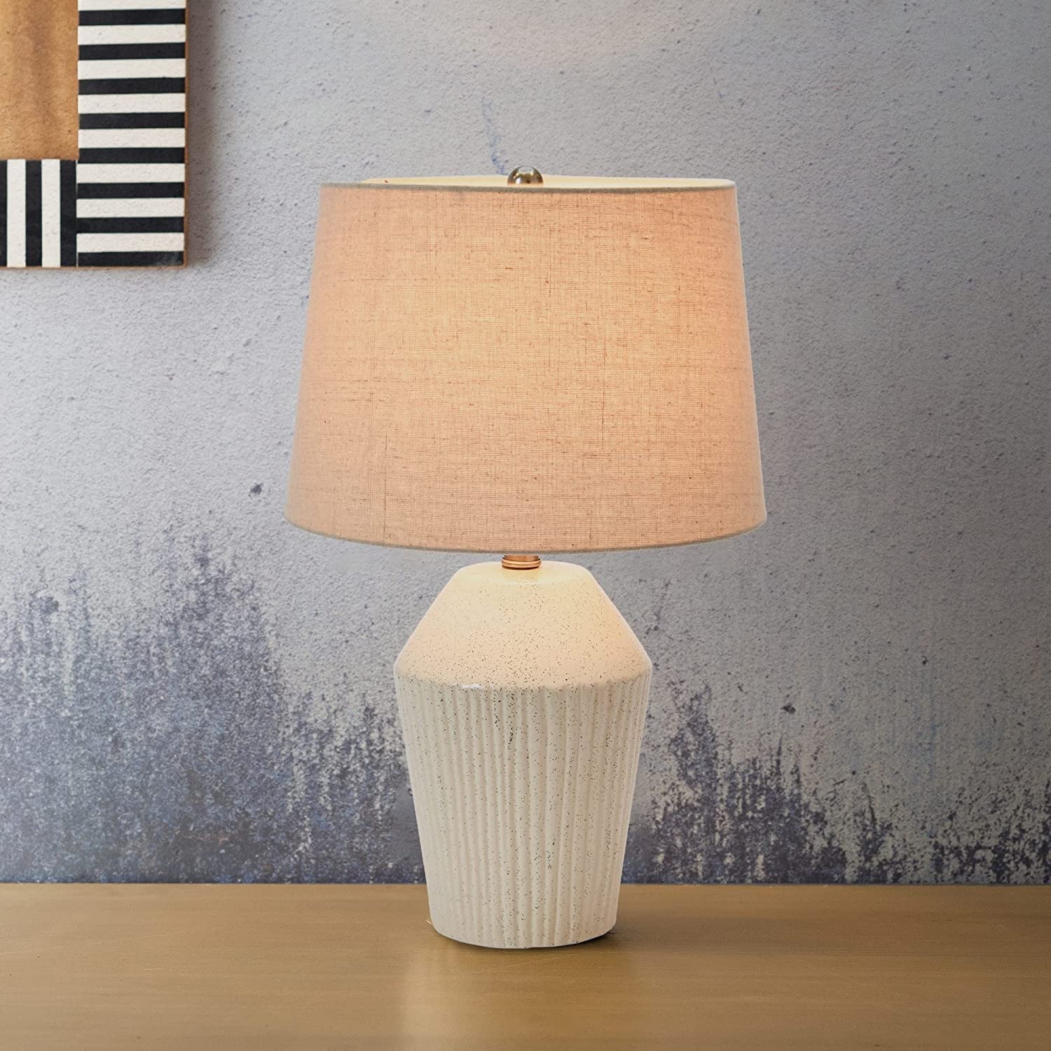 13" Round Stoneware Desk Lamp C418