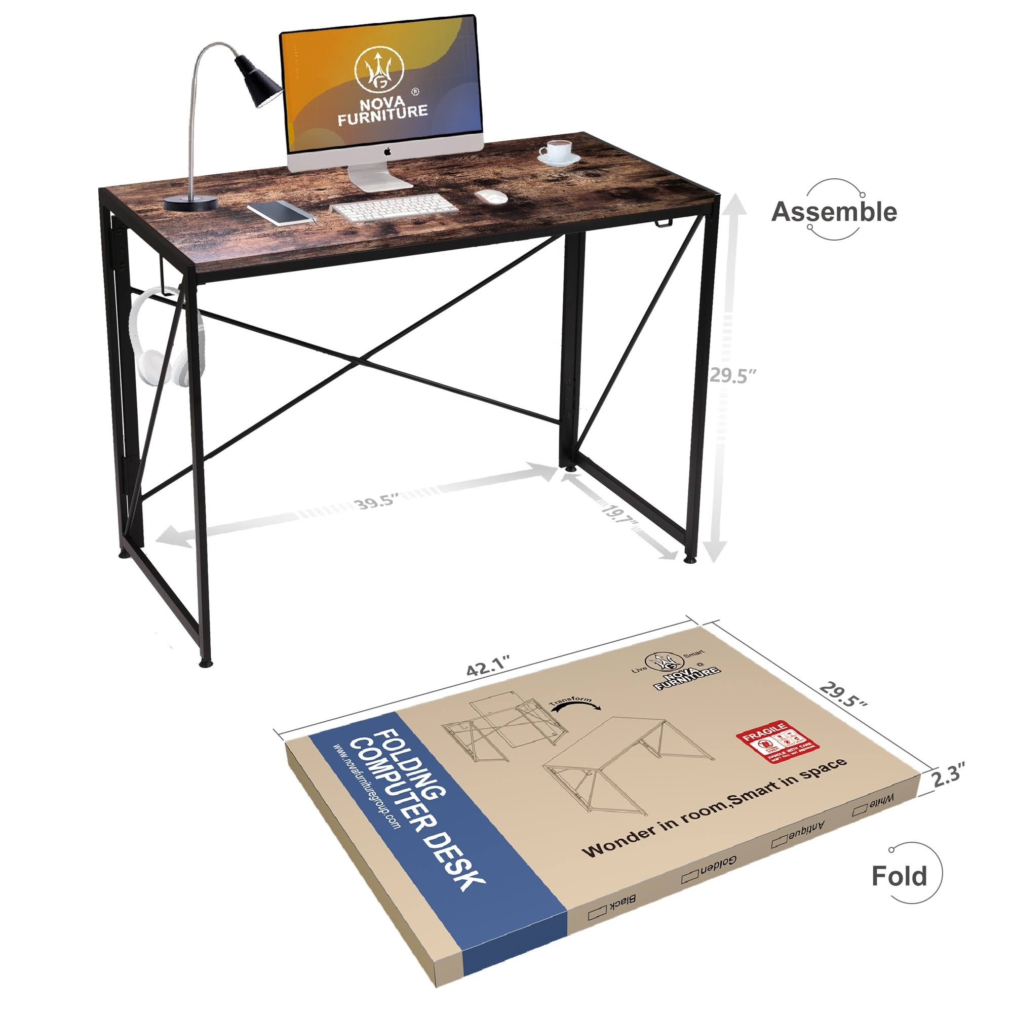Rustic Folding Computer Desk B850567