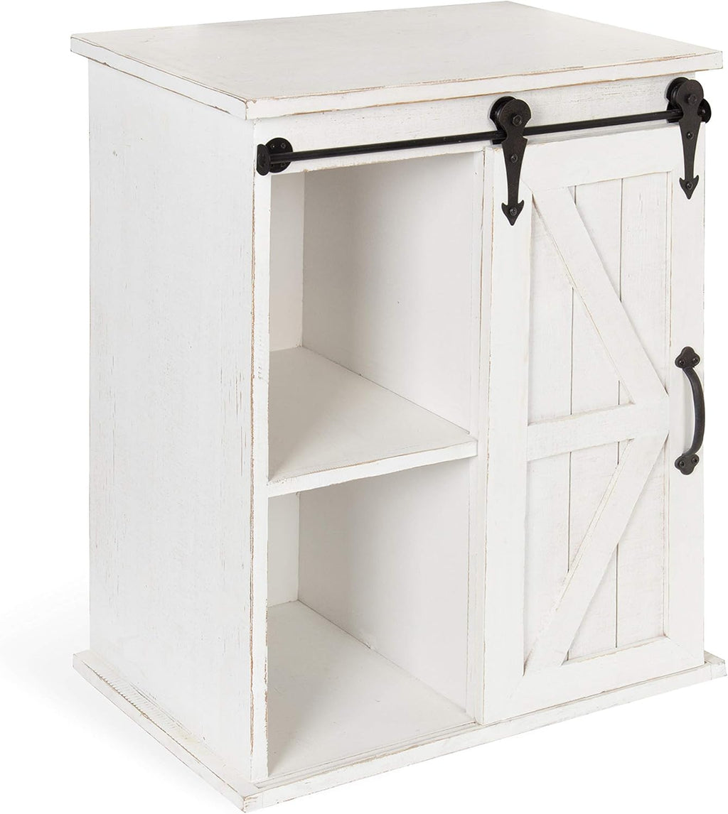 Rustic Gray Wooden Freestanding Storage Cabinet with Sliding Barn Door C548821
