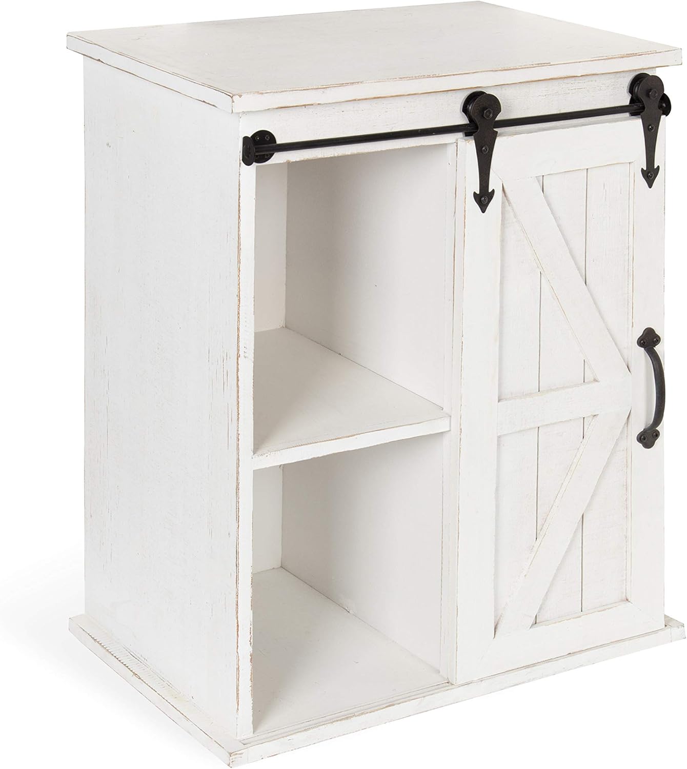 Rustic Gray Wooden Freestanding Storage Cabinet with Sliding Barn Door C548821