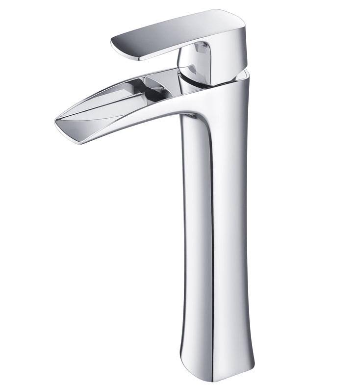 Wavy Edge Glass Bathroom Vanity with Vessel Sink R39849