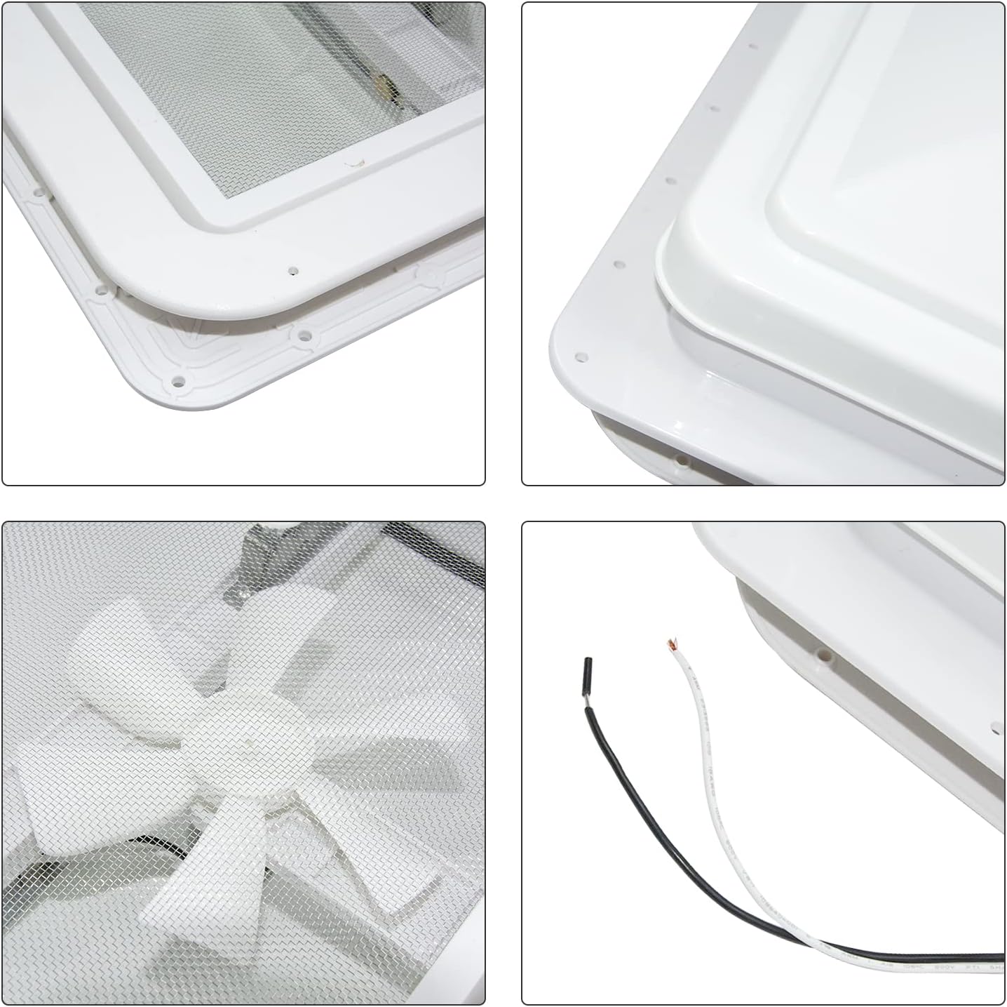 12 Volt RV Roof Vent Fan with White Lid W2180