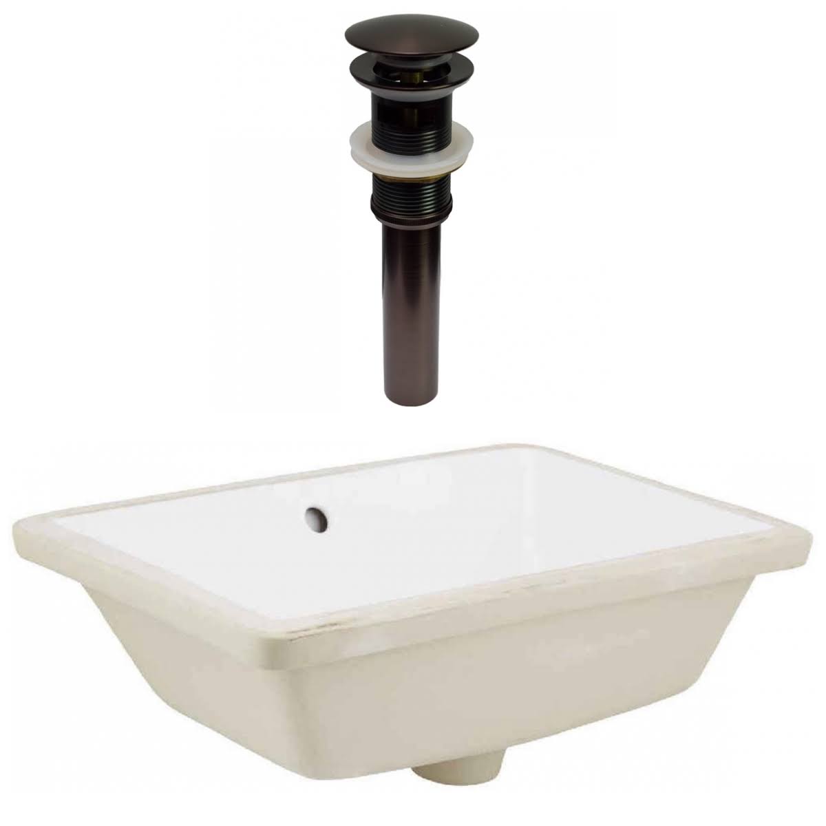 18 in. Rectangle Undermount Sink Set in White P483