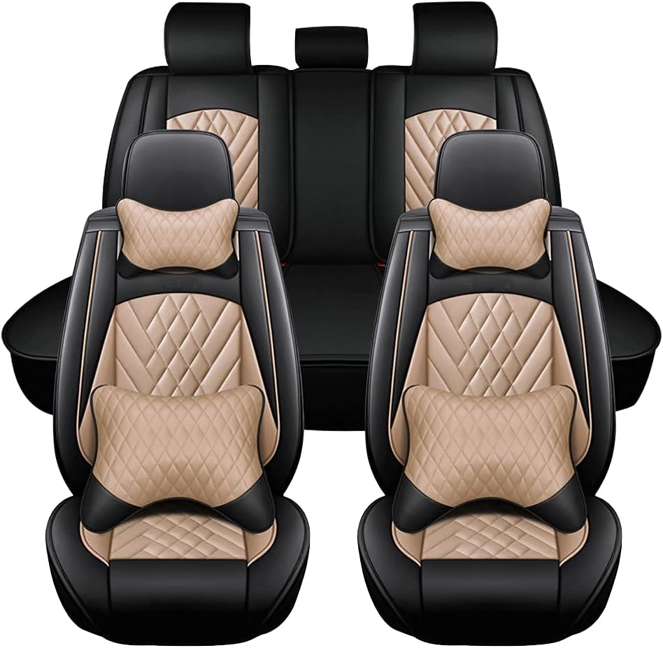 Leather Full Surround Car Seat Cover, 4 Seasons Universal, Fit for 5 Seats Cars/SUV/Vans N2374
