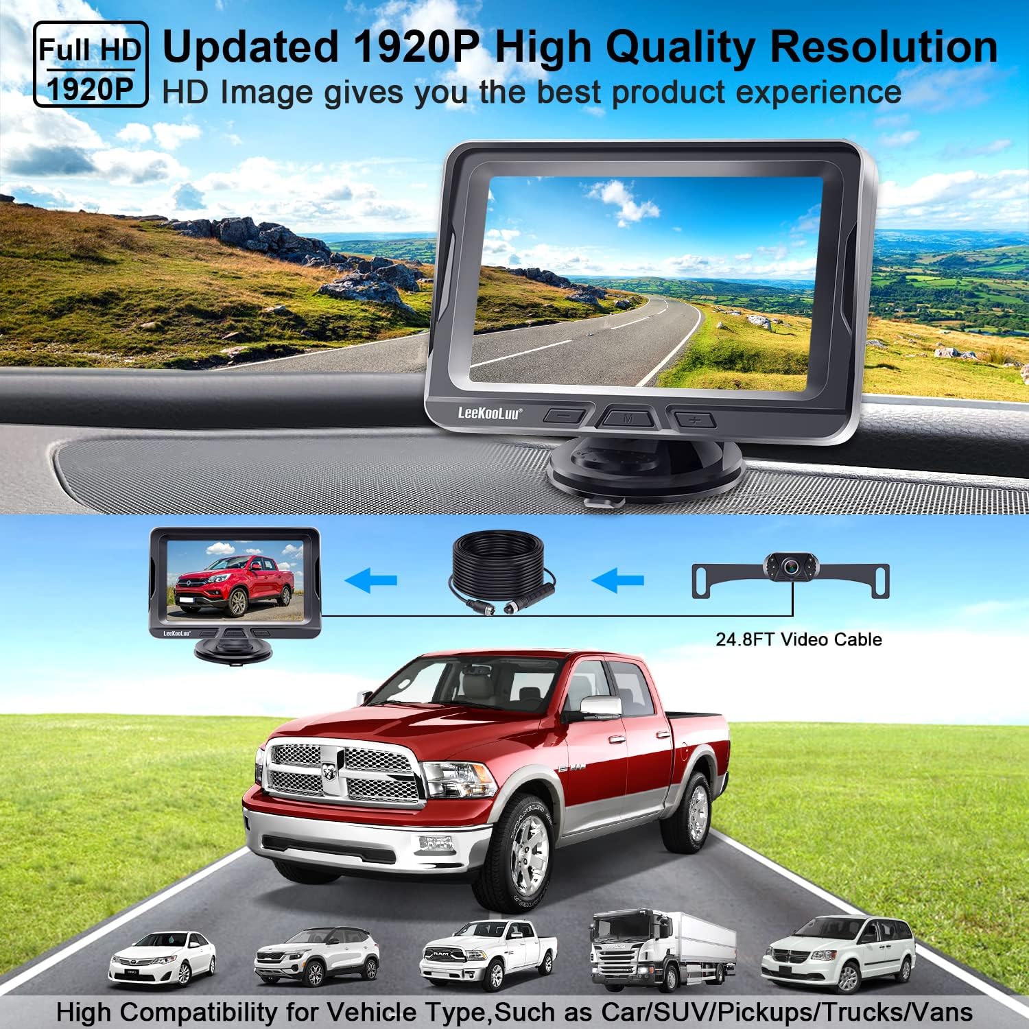 5 Inch HD 1080P Backup Camera Kit with Monitor E320