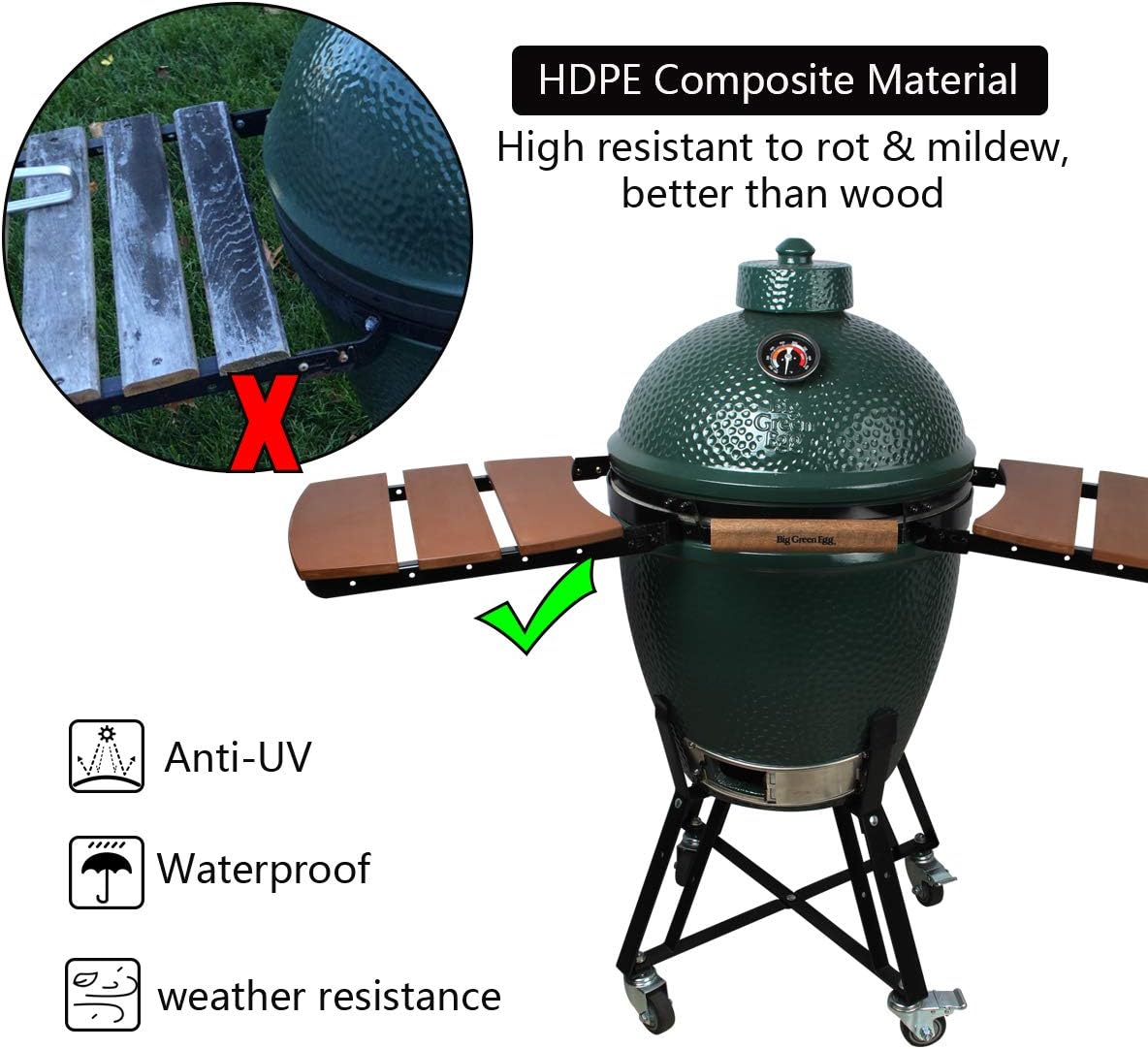 HDPE Folding Side Shelves for Big Green Egg, Set of 2 Z1128