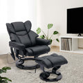 Black PU Massage Recliner Office Chair with Ottoman P539807