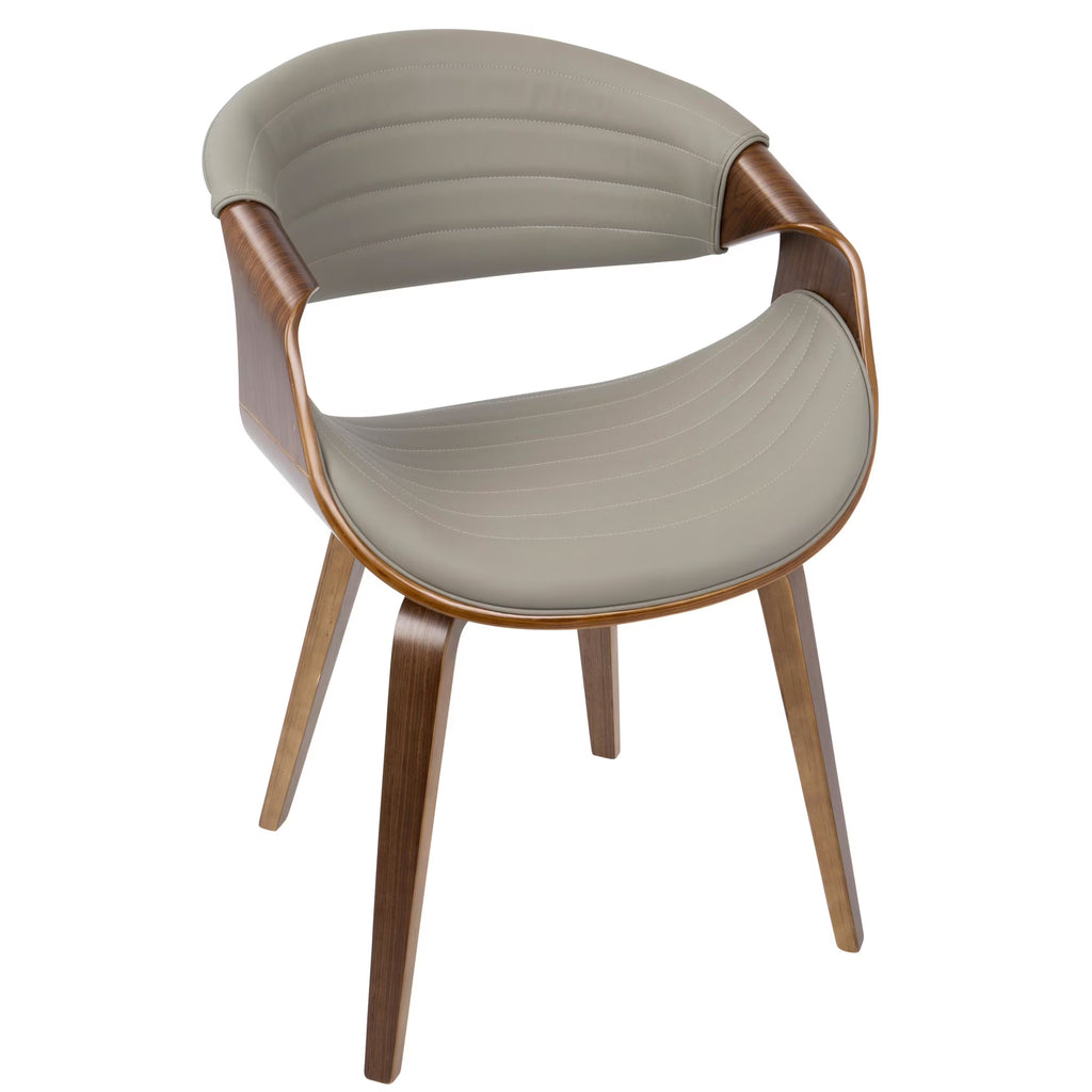 Walnut Wood and Grey Faux Leather Dining Chair I3425