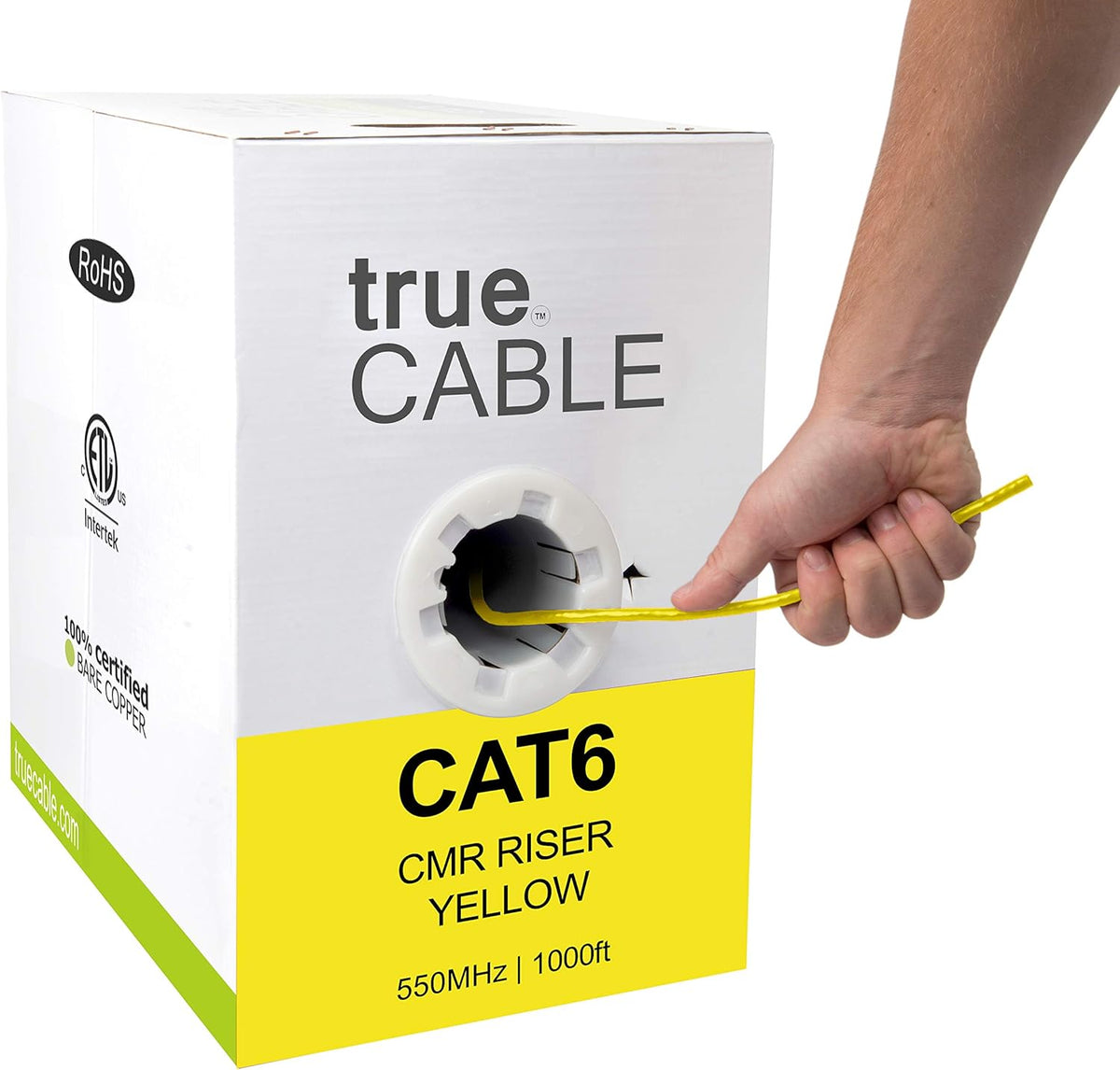 Cat6 Riser 1000ft Black 23AWG 4 Pair Solid Bare Copper Bulk Ethernet Cable T16177