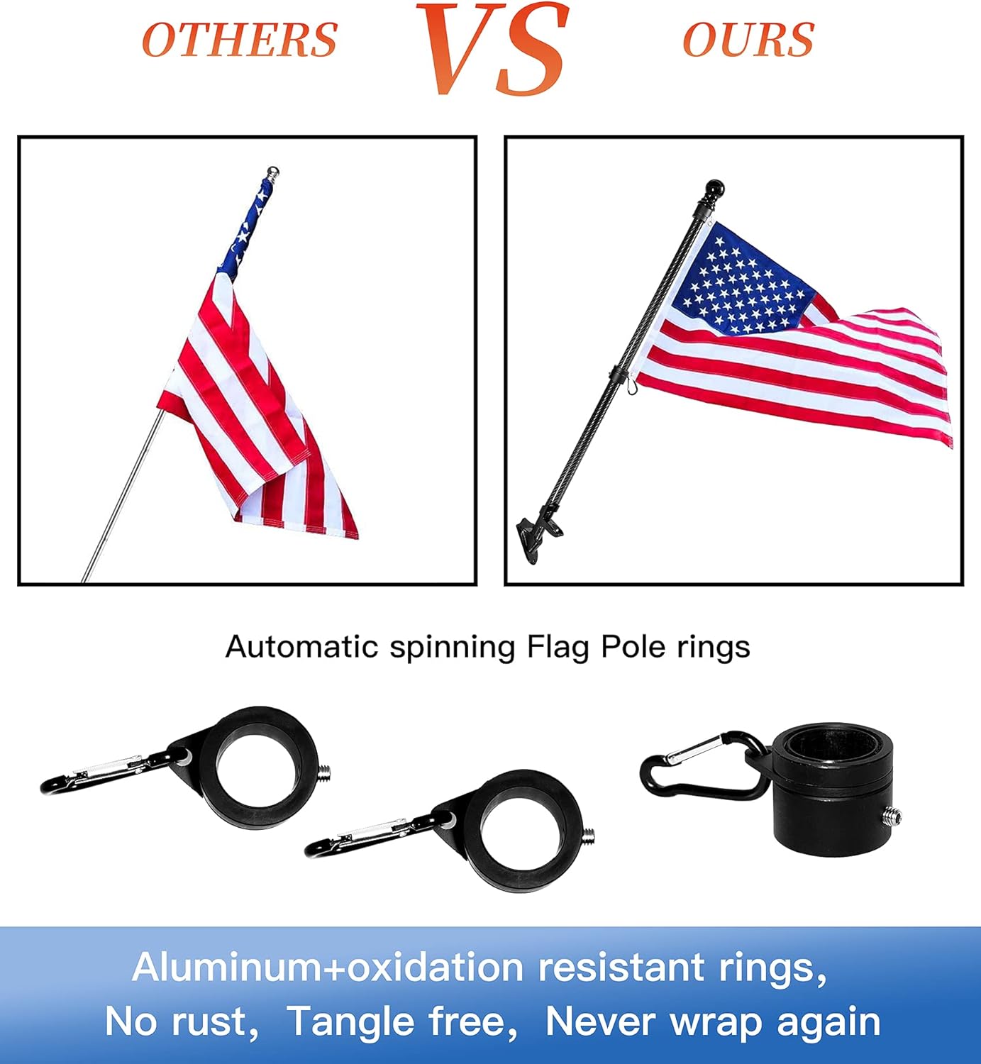 Black Carbon Fiber Flag Pole with Wall Mounted Holder O632
