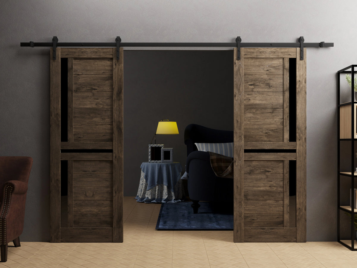 Double Barn Door 48 x 80 inches with Black Glass L61779