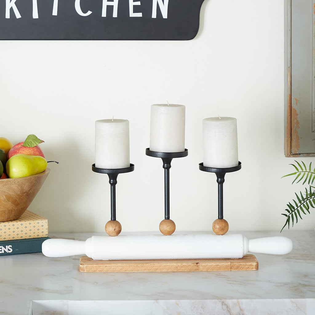 White Iron Candelabra Holds 10 Pillar Candle Holders W24137
