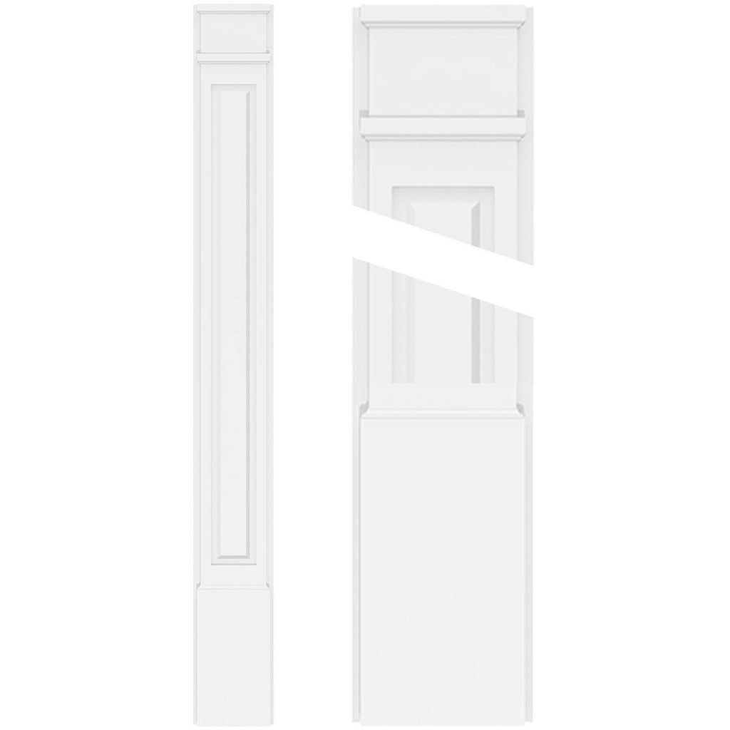 6x22W x 90x22H x 2x22P Raised Panel PVC Pilaster with Decorative Capital & Base (Pair) B167876