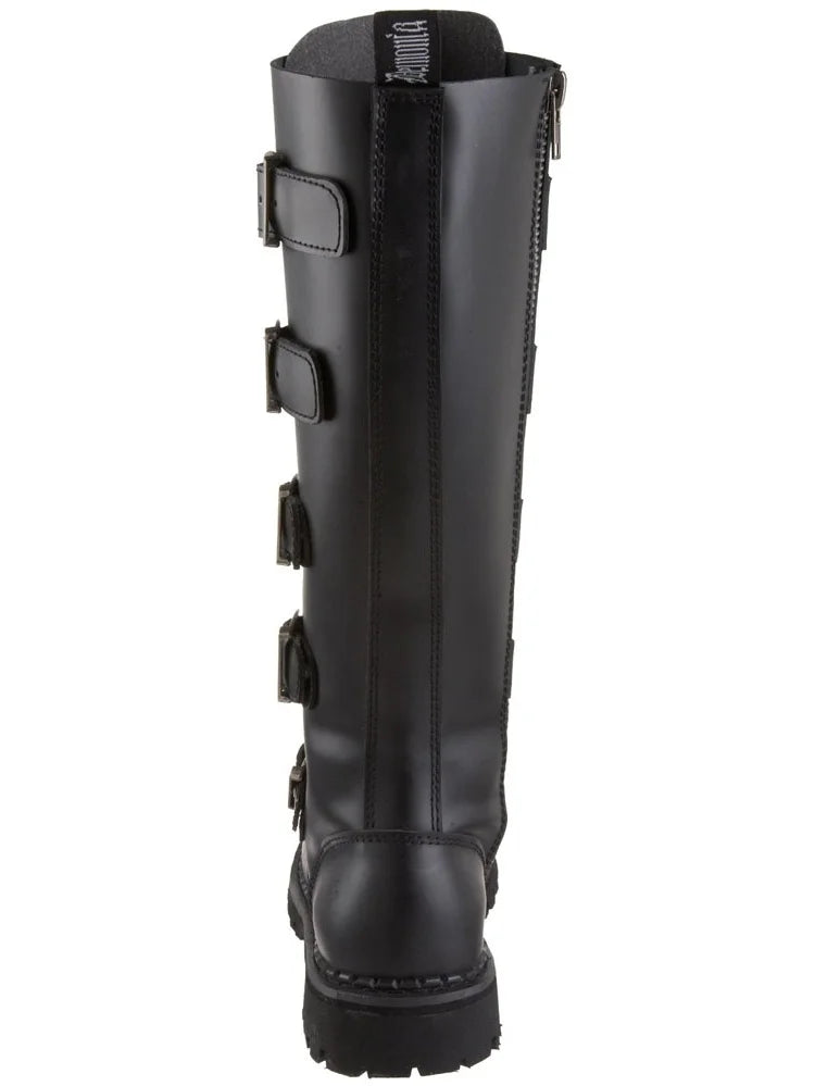 20 Eyelet 5 Strap Steel Toe Leather Knee Boot C218