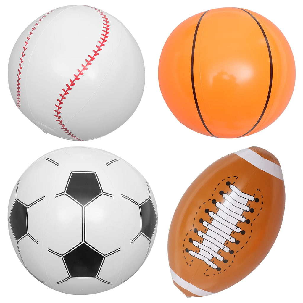 Inflatable Ball 4pcs Beach Ball Soccer Basketball Baseball N803225