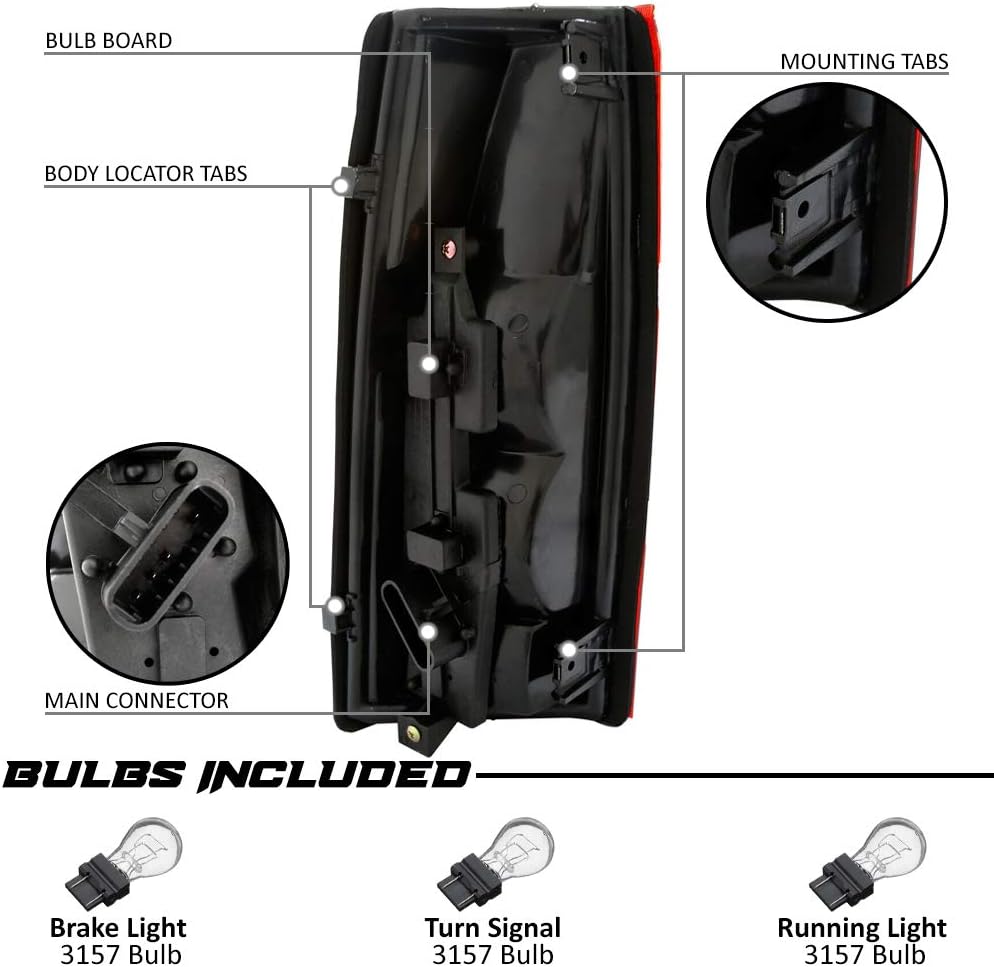 Replacement Rear Brake Tail Lights with Bulb Sockets & Connector Plates - Pair V72632