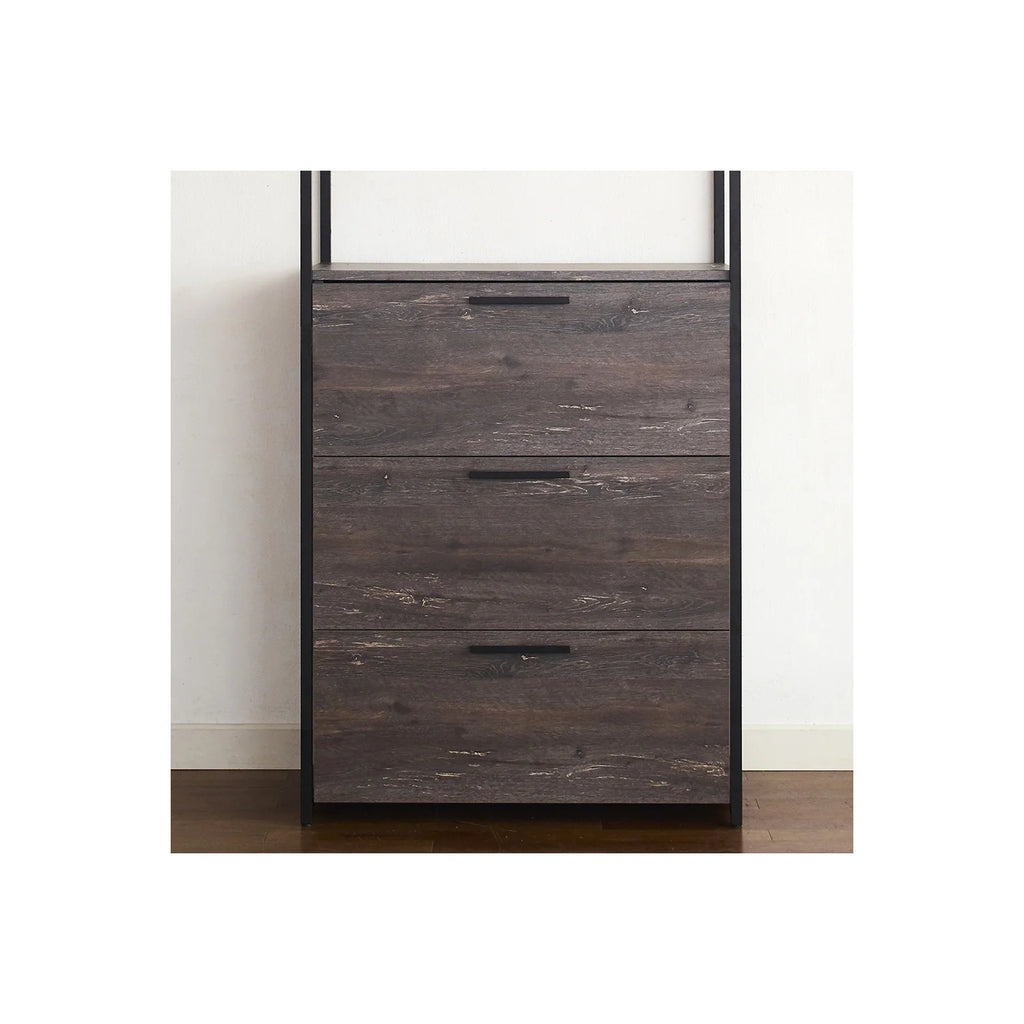 Rustic Gray Wood and Metal Walk-in Closet with 3-Drawer M45058