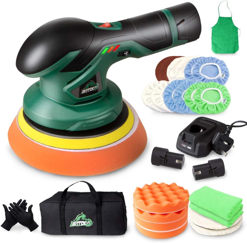 Cordless Car Buffer Polisher with 2pcs 12V Lithium Rechargeable Battery Brushless Polisher M4306