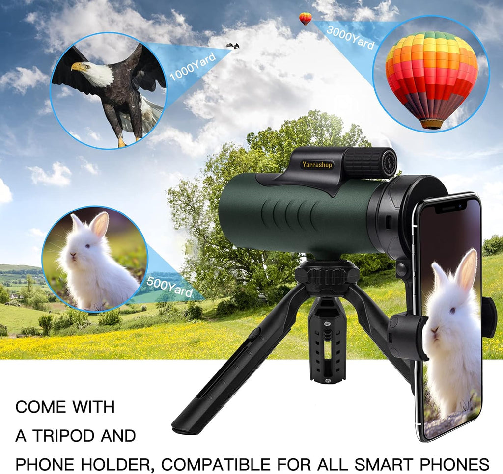 12x50 HD Waterproof Monocular with Tripod J185424
