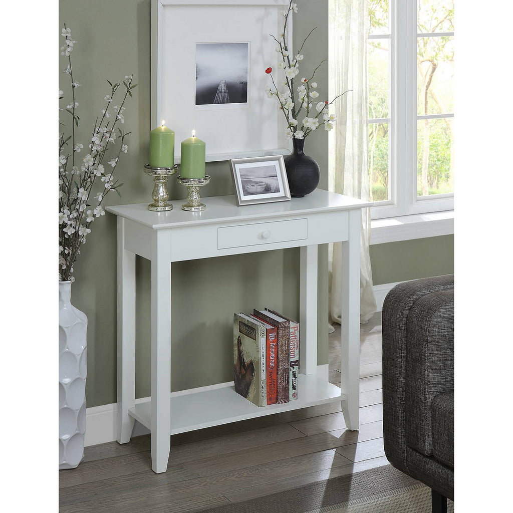 White Hall Table with Drawer/Shelf W67864