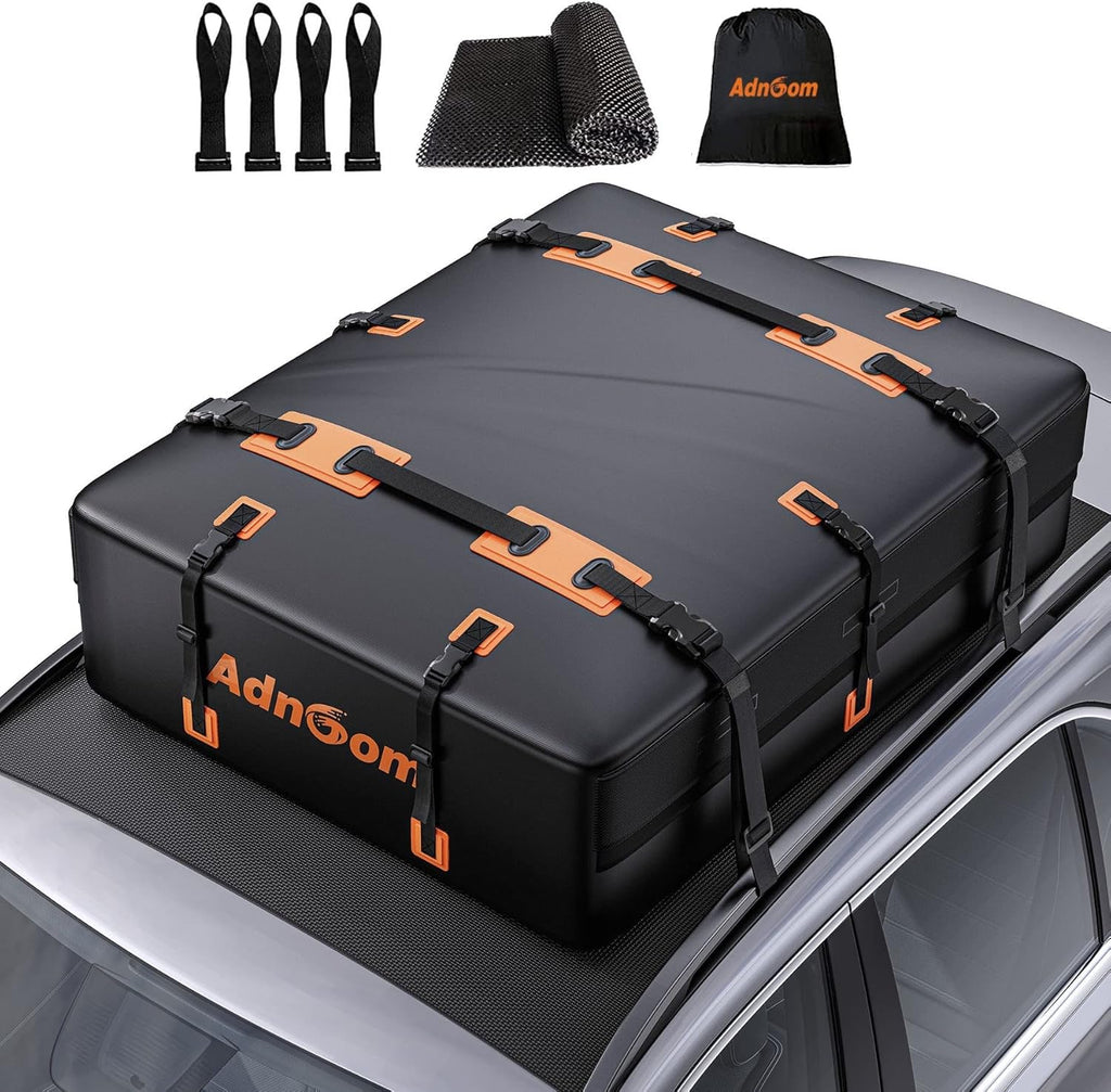 Car Rooftop Bag, 21 Cubic, 100% Waterproof, Rooftop Cargo Carrier with 10 Straps + 4 Door Hooks + Anti-Slip Mat + Storage Bag R9779
