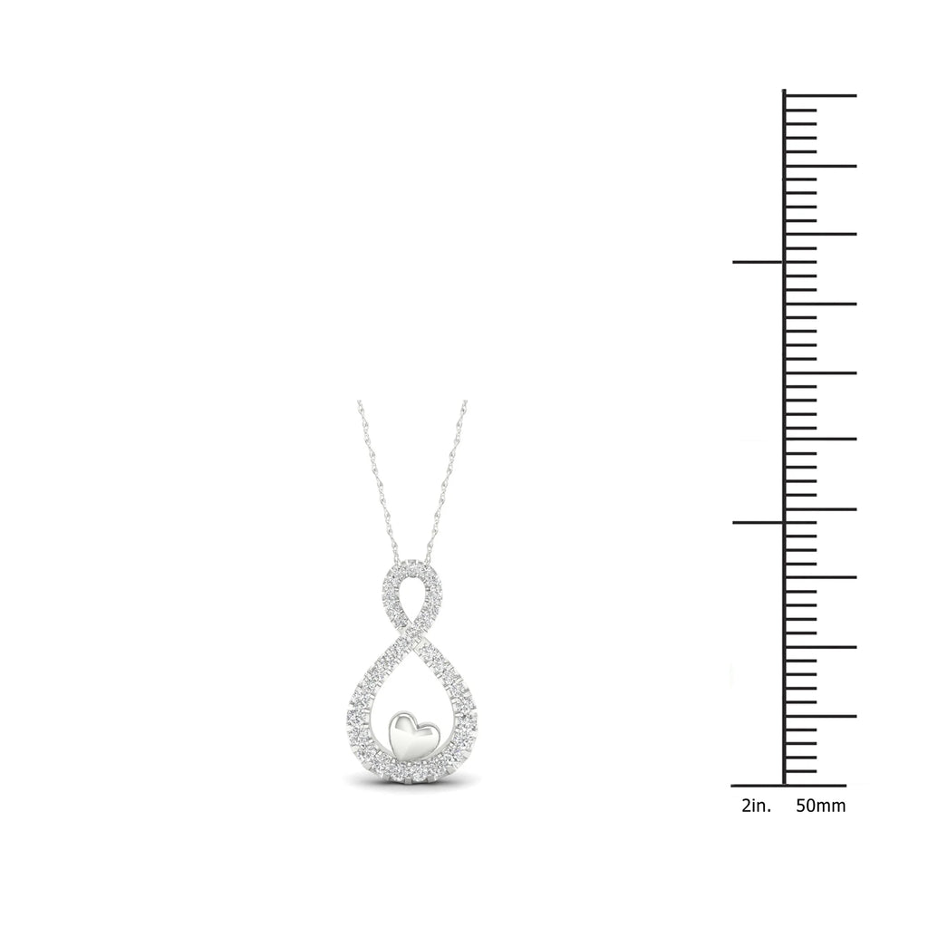 1/6Ct TDW Diamond 10K White Gold Infinity Heart Necklace U248