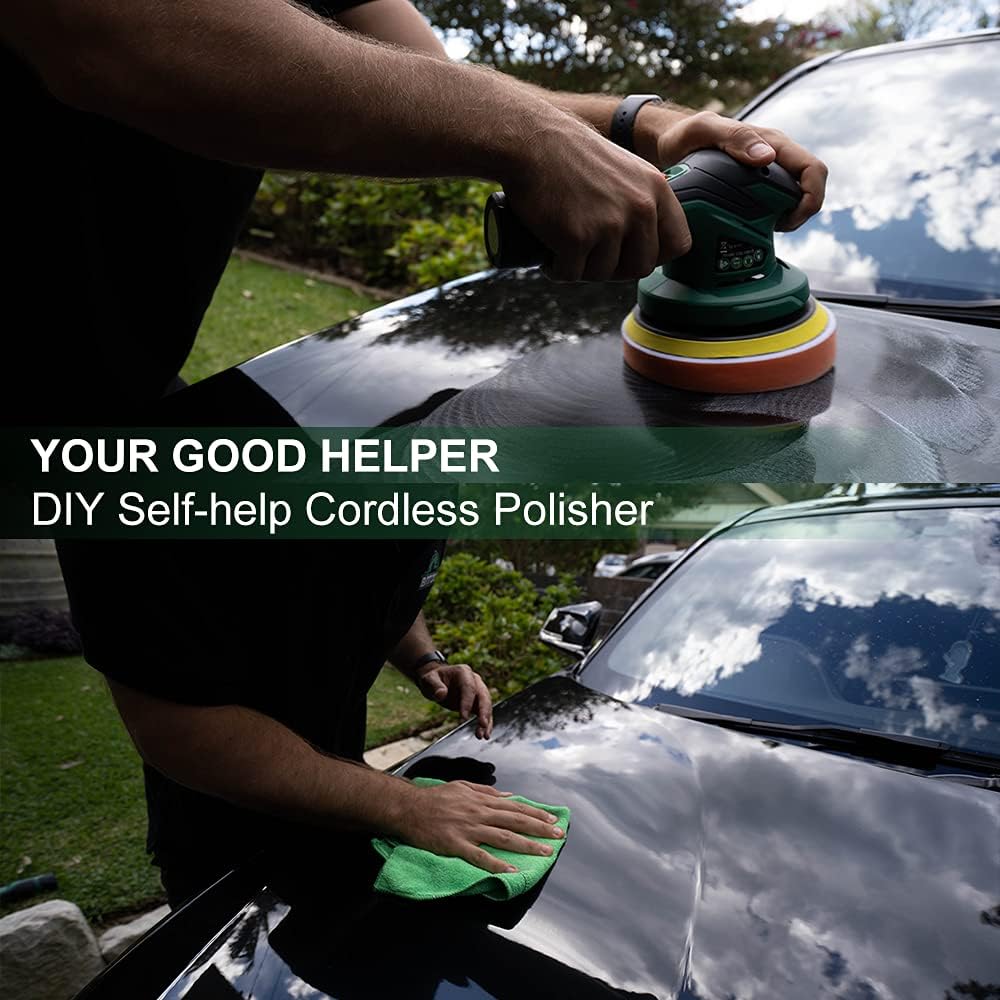 Cordless Car Buffer Polisher with 2pcs 12V Lithium Rechargeable Battery Brushless Polisher M4306