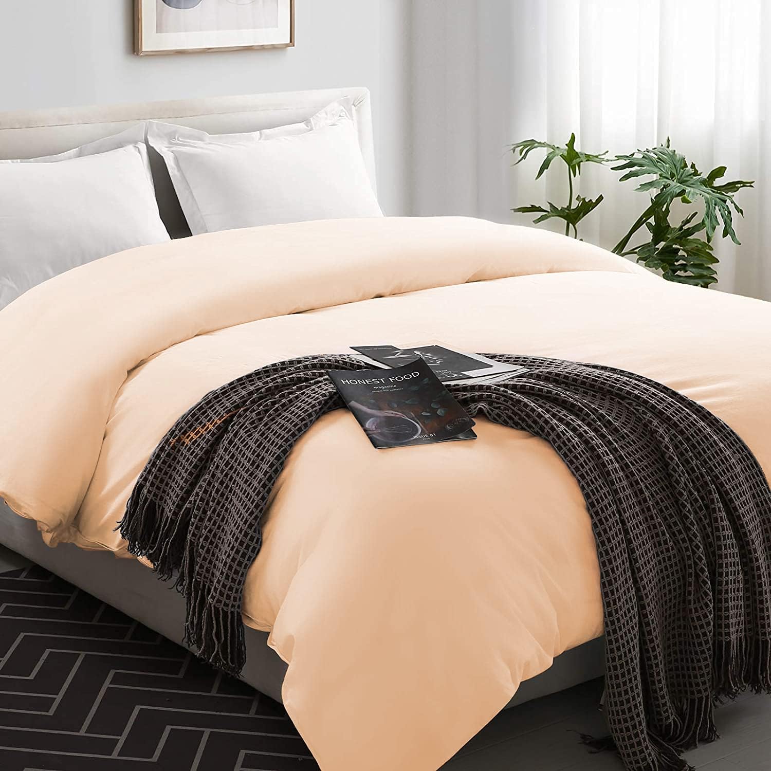 Silver Grey Striped King Duvet Cover with Zipper Closer Q60129